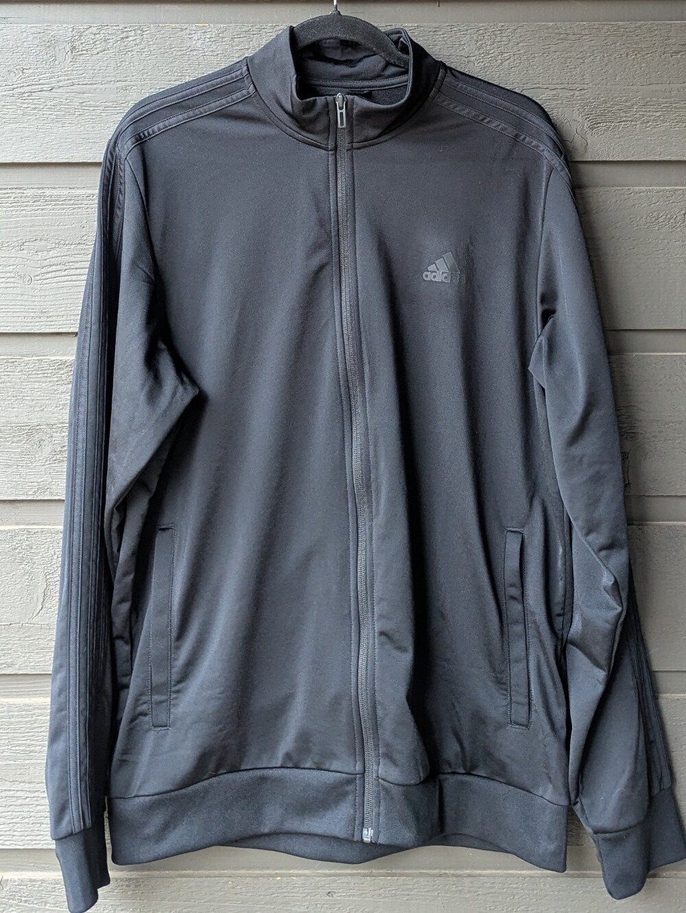 Adidas Essentials Warm-Up 3 Stripes Track Jacket Monochromatic Black Size Large